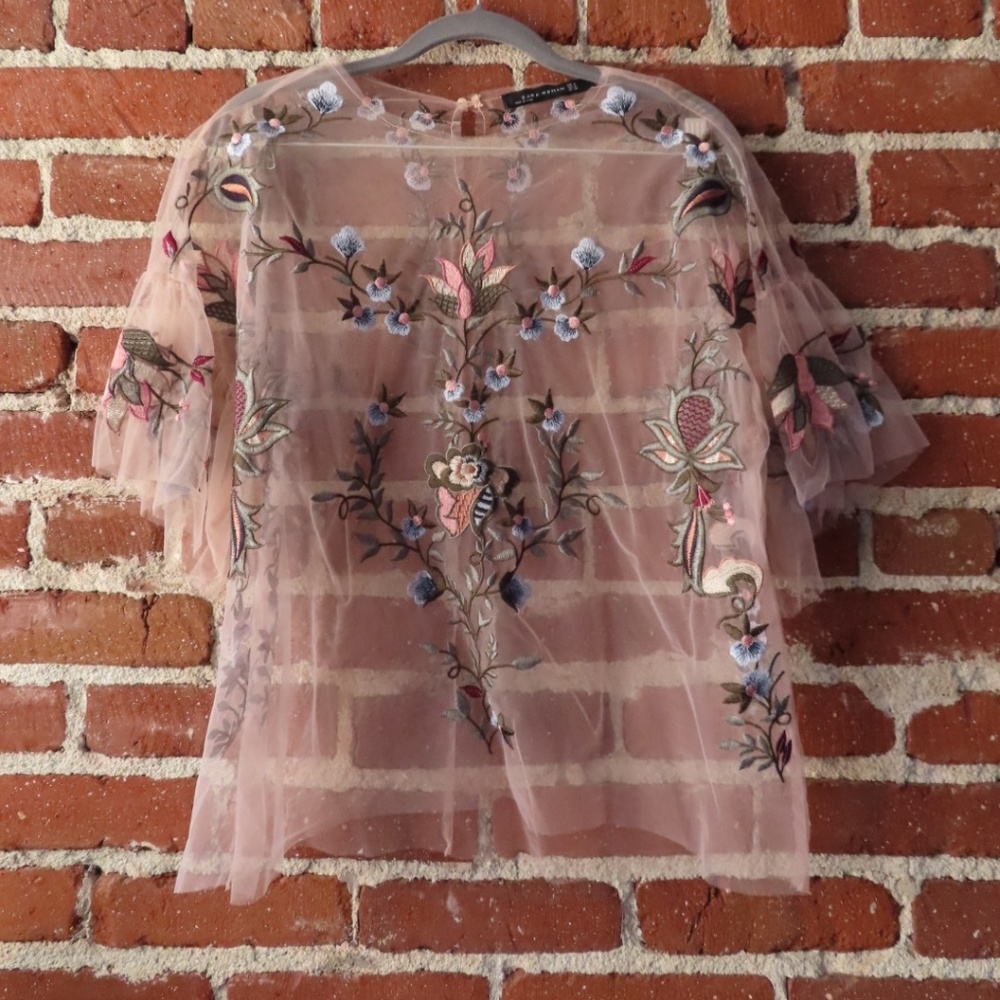Sheer embroidered top